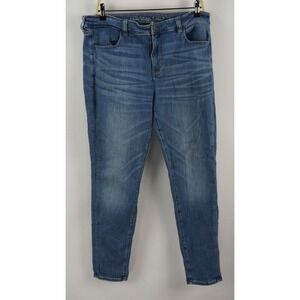 New ABOUND Men's 32 x 32 Light Blue Distressed Denim Raw Hem Straight Leg Jeans